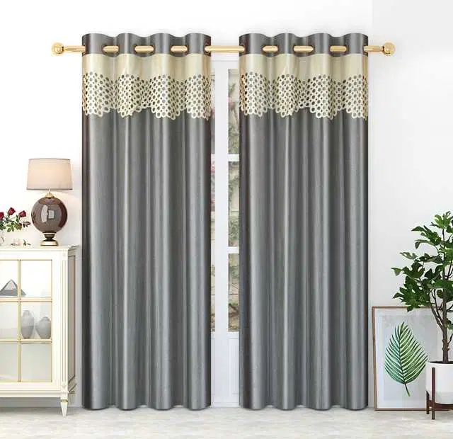 Homefab Polyester Curtains, Grey, 7 Feet, HF-242