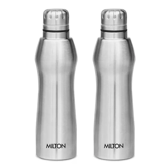 Milton Elate 1000 Stainless Steel Water Bottle 840 ml, Set of 1, Single Walled, ISI Certified I Leak Proof Lid, Rust Proof I For School, Office, Gym I Silver