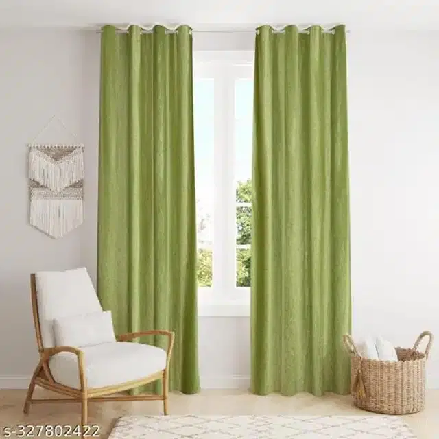 Polyester Curtain for Door, Green, 5 Feet