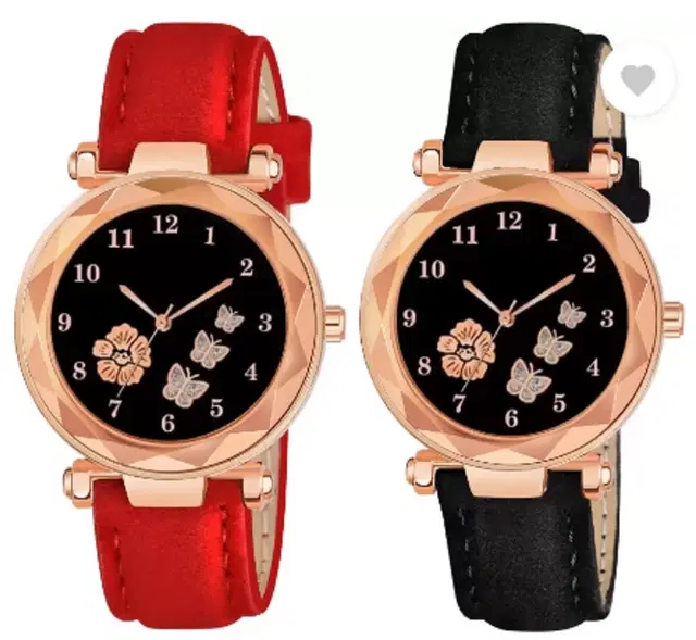 Analog Watch for Women & Girls, Pack of 2 (Multicolor)