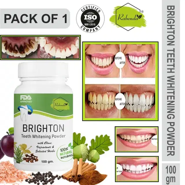 Rabenda Teeth Whitening for Powder Gutka Stain and Yellow Teeth Removal Powder, 100 g, M-37