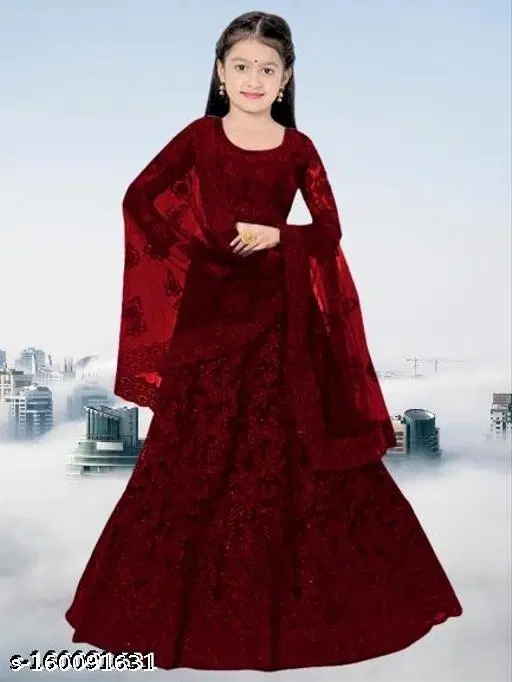 Girls Lehenga Choli for Women (Maroon, 6-7 Years)