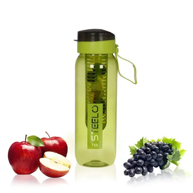 Steelo Fancy Fruit Infuse Flip Top Water Bottle, Multicolor, 750 ml