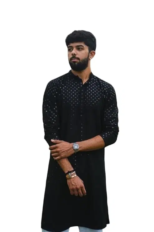 LookMark Men's Rayon Chikankari Regular Kurta (M)