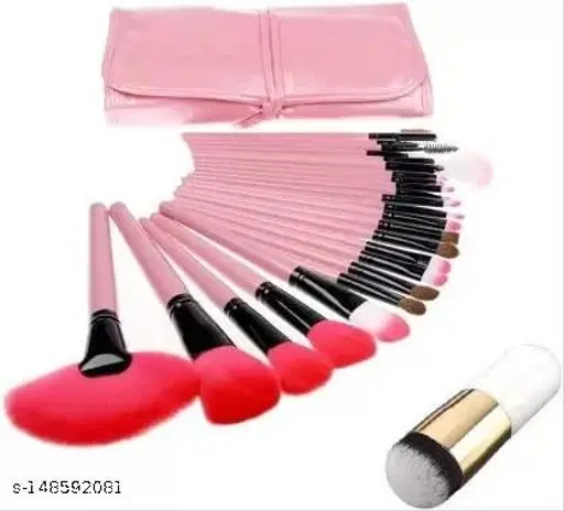 Pink 24 Pcs Makeup Brush And 1 White Blend Brush Set For Girls And Women  (Pack of 25)
