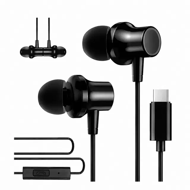 TecSox Wired Earphones [Type-C Black]