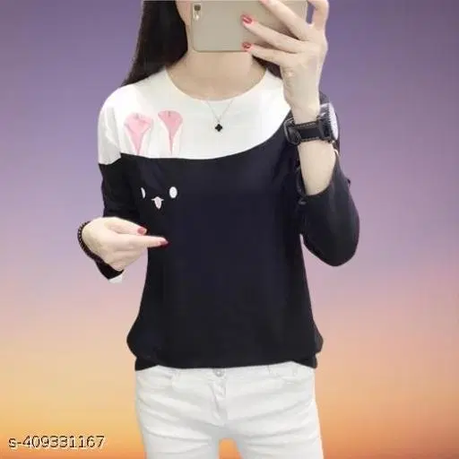 Cotton Blend T-shirt for Women, Multicolour (S)