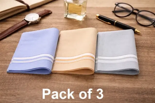 Cotton Handkerchiefs for Men, Multicolour, Pack of 3
