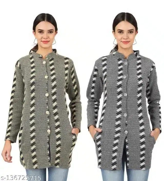 Woolen Cardigans for Women, Pack of 2 (Multicolor, XL)