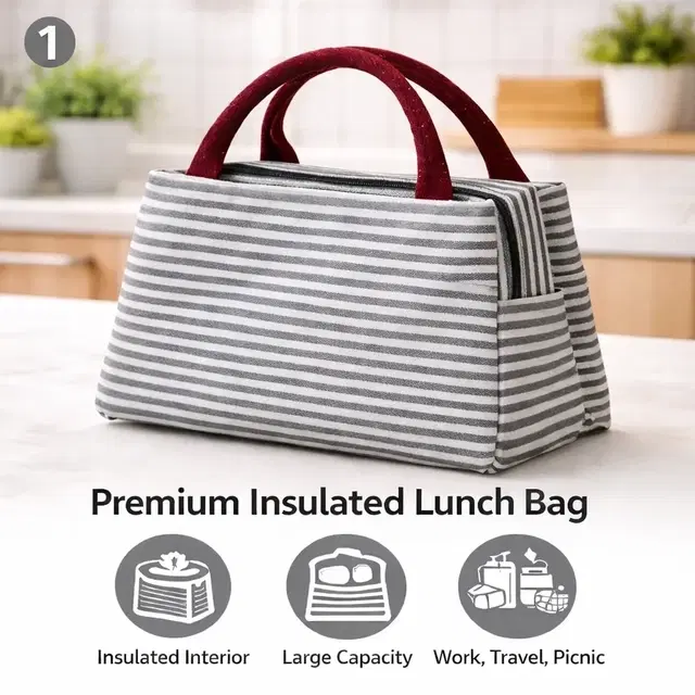 Blue Stripe Insulated thermal Lunch Bag