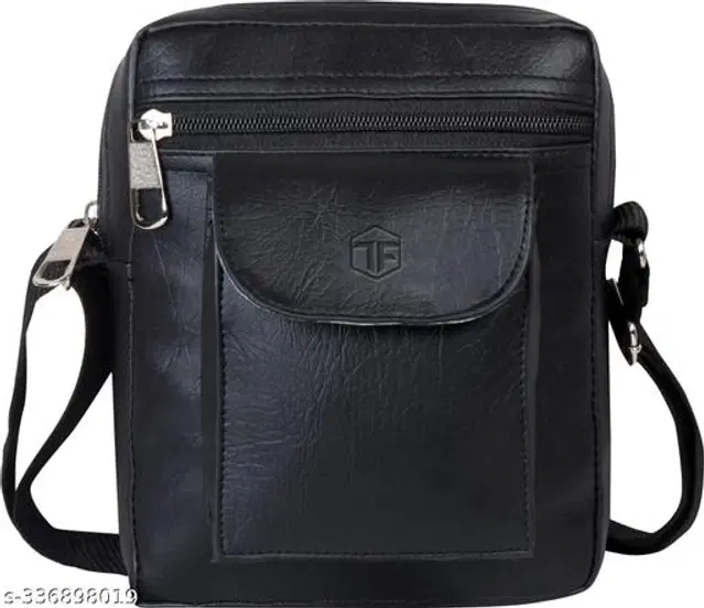 Faux Leather Sling Bags for Men, Black