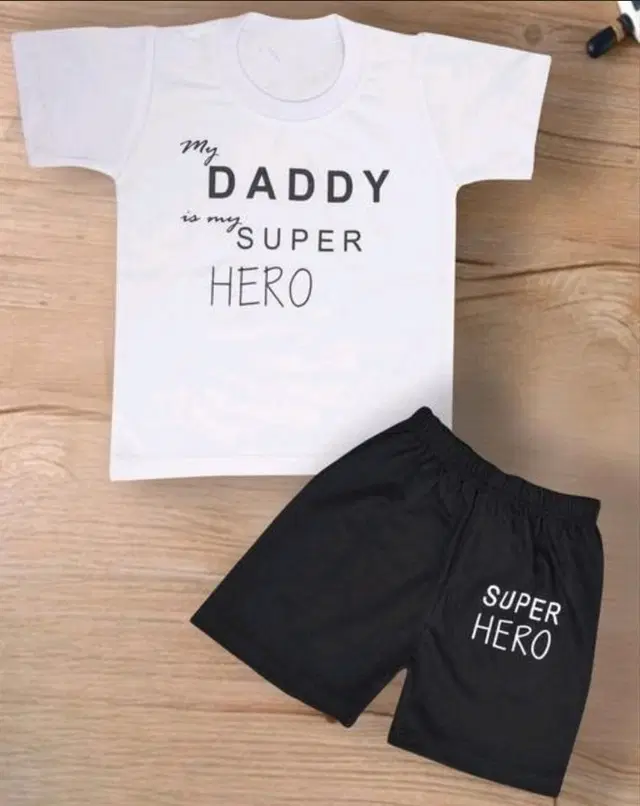 Cotton Blend Printed Clothing Set for Boys, White & Black (2-3 Years)