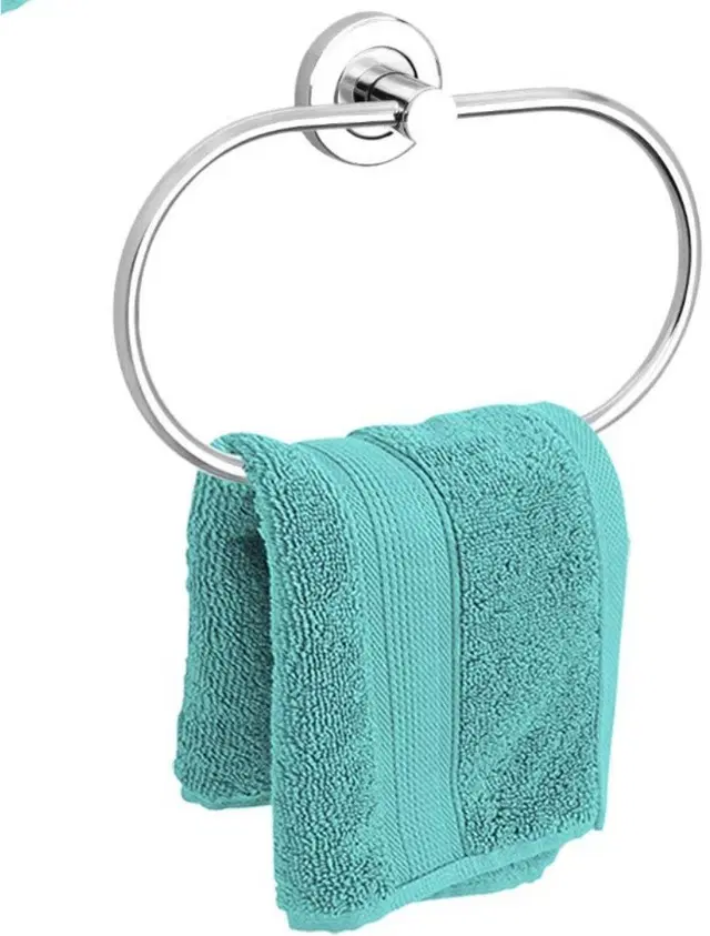 Stainless Steel Multipurpose Towel Ring with Wall Flange, Silver, Set of 1