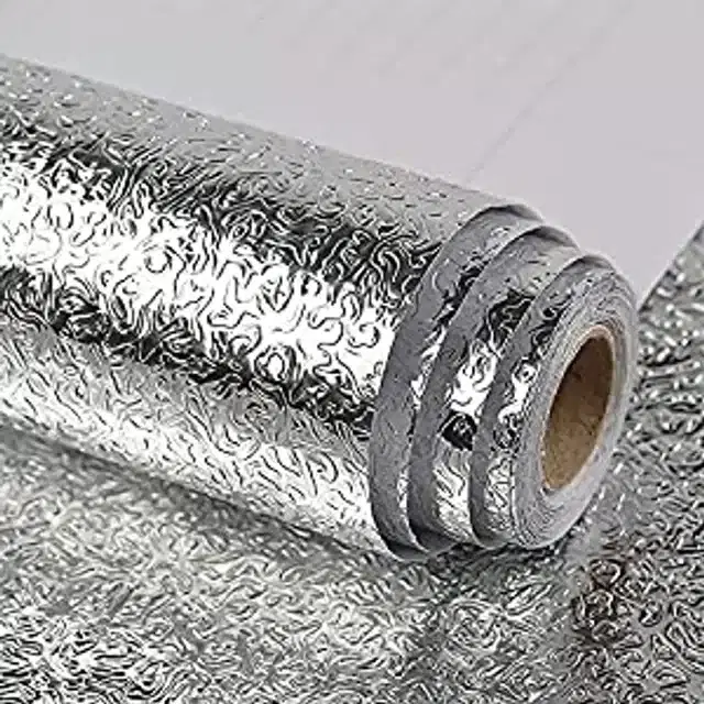 Aluminum Foil Sticker for Home & Kitchen Walls, Silver