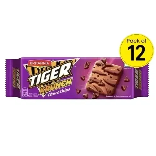 Britannia Choco Chips Tiger Krunch Biscuits 12X64 g (Pack of 12)