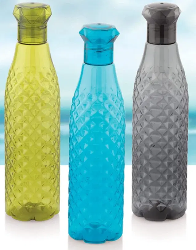 Plastic Water Bottle, Multicolor, 1000 ml, Pack of 3