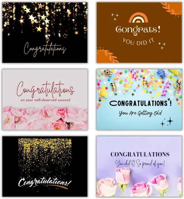Congrats Wishes Greeting Cards, Multicolor, Pack of 6