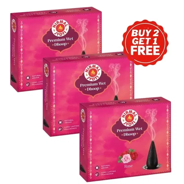 Nirmal Jyoti Rose Wet dhoop 3X36g (Buy 2 Get 1 Free)