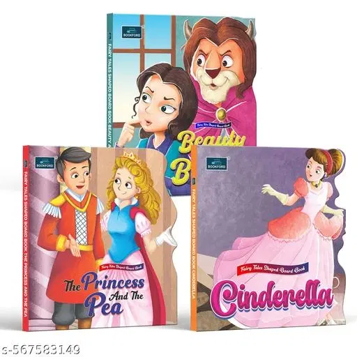 Fairy Tale Shaped Story Book | Beauty and the Beast, Cinderella, and  Princess and the Pea | Book for kids | Board Book for kids | fairy tales | story book (Set of 3)