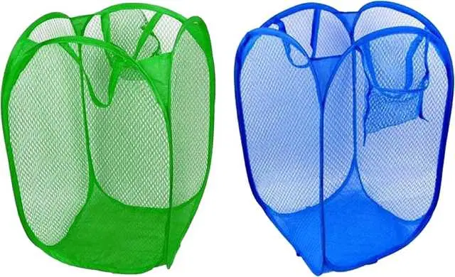 Aryshaa Polyester Net Laundry Basket, Bag For Cloth Storage, Multicolour, 2 Pc, Me-10