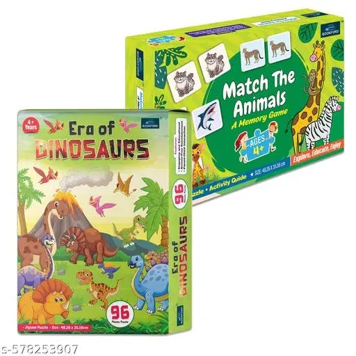 Era of Dinosaurs & Memory Game – Boost Thinking & Retention Skills With This Puzzle Set That Combines Dinosaur Fun With a Challenging & Interactive Memory Game! | Set of 2