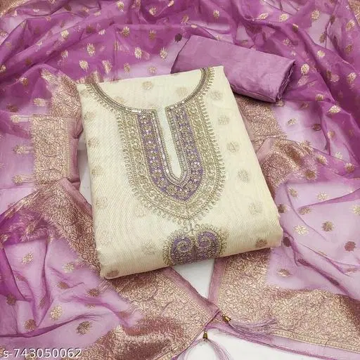 Silk Blend Punjabi/All Over Suits (Multicolor, 7.05 meter for Women (4XL)