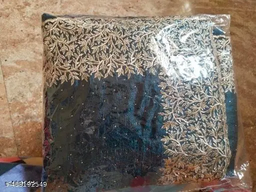 Chiffon Solid Saree For Women, Black