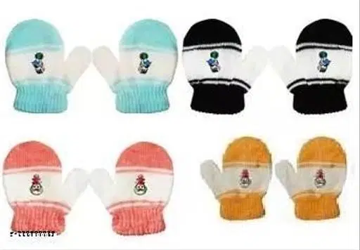 Woolen Gloves for Kids, Set of 4 (Multicolor)