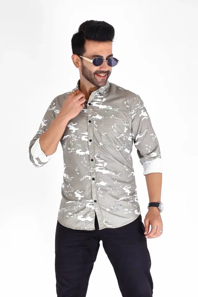 Cotton Blend Printed Shirt for Men, Multicolour (M)