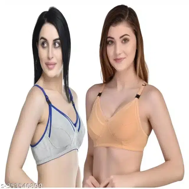 Polycotton Feeding Bra for Women, Pack of 2 (Assorted, 32C)