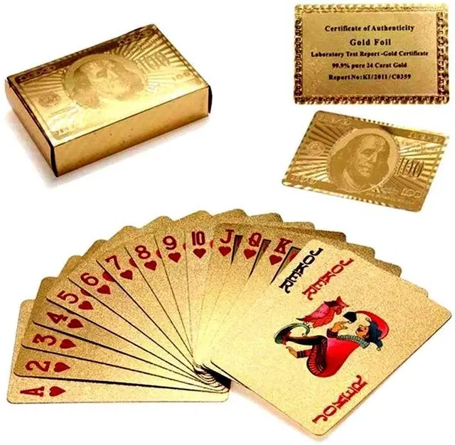 Pallavi Trading Gold Plated Poker Playing Cards & Classic Pvc Poker Table Cards, Gold