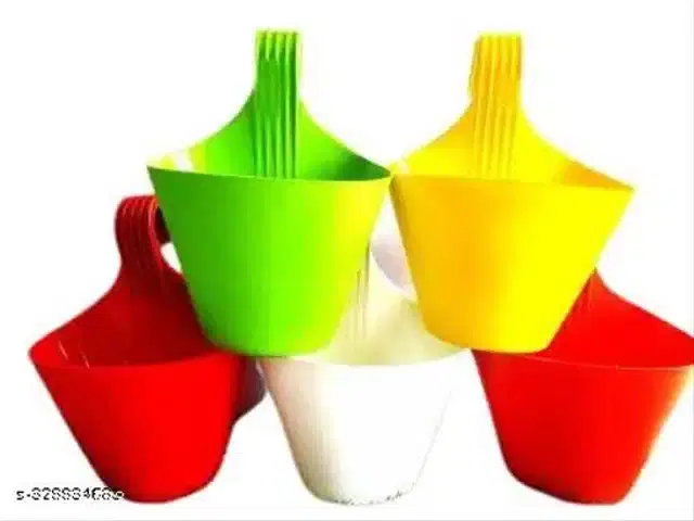 Plastic Hanging Planters, Multicolor, Pack of 5