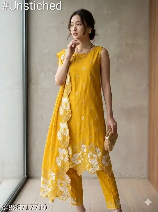 Vichitra Silk Punjabi/All Over Suits (6.65 meter for Women (XXL)