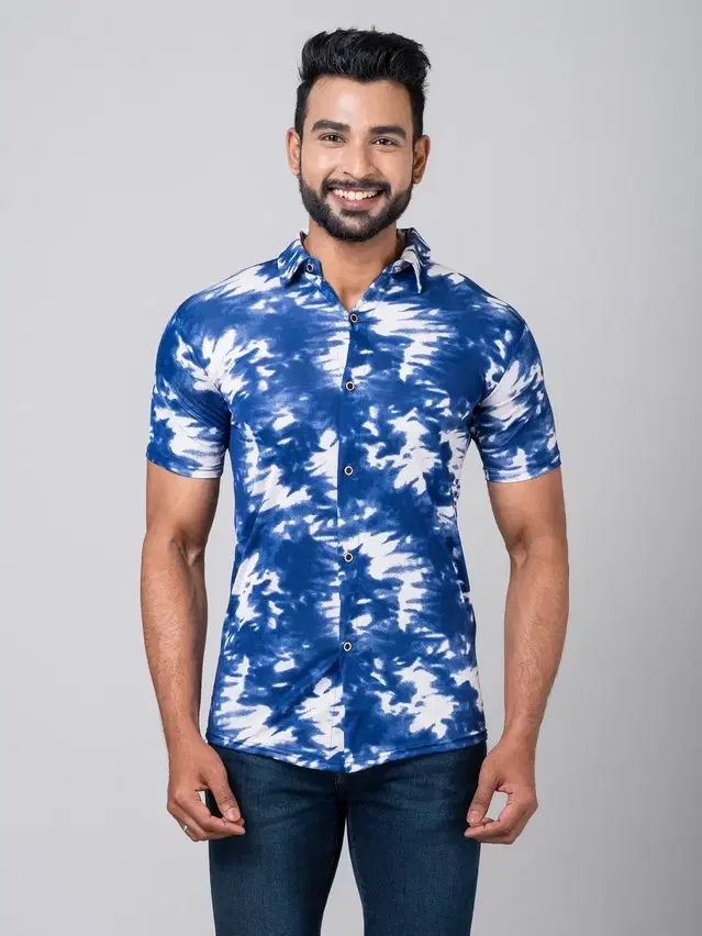 Lycra solid Shirt for Men, Cloud Blue (XS)