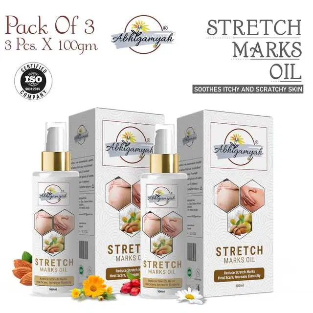 Abhigamyah Present Repair Stretch Marks Removal Natural Heal Pregnancy Breast, Hip, Legs, Mark Oil, 100 ml, Pack Of 2, A-952