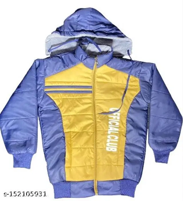 Polyester Jacket for Boys (Blue & Yellow, 12-18 Months)