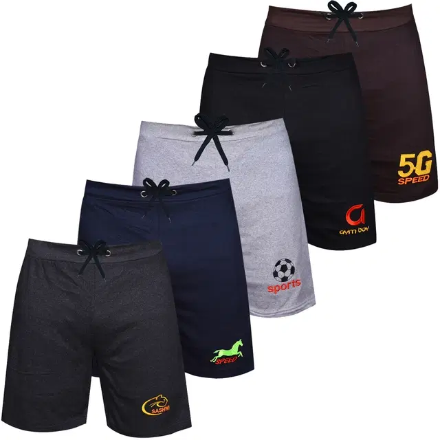 Cotton Shorts for Boys, Pack of 5 (Multicolor, 2-3 Years)
