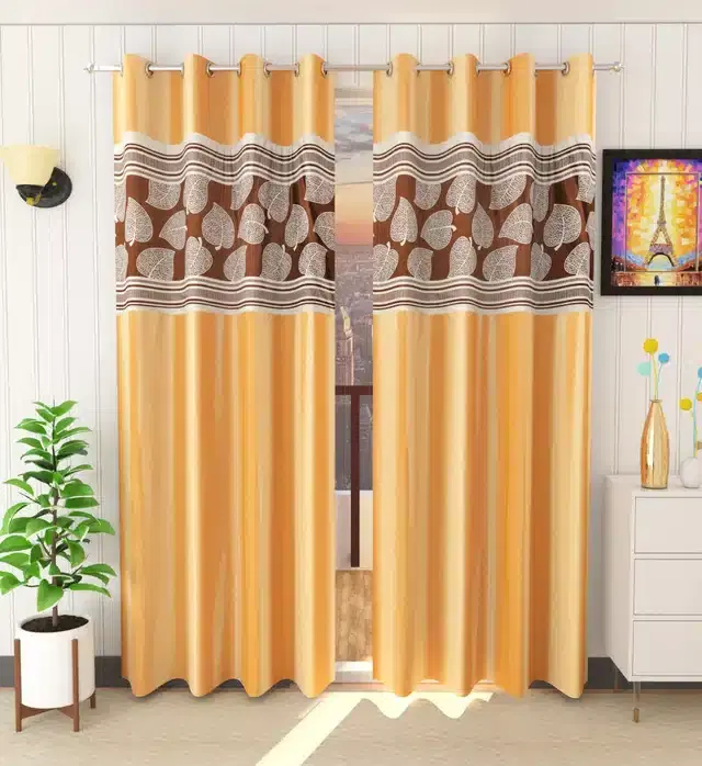 Window Curtains, Pack of 2, Gold, 5 feet