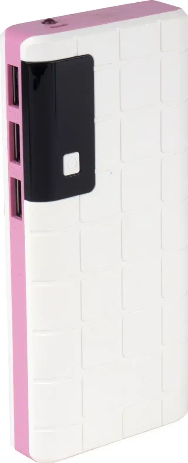 Portable Inbuilt Cables Power Bank, Pink & White, 20000 mah
