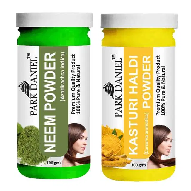 Park Daniel 100% Pure & Natural Neem Powder & Kasturi Haldi Powder, Pack Of 2, 100 g, SE-409