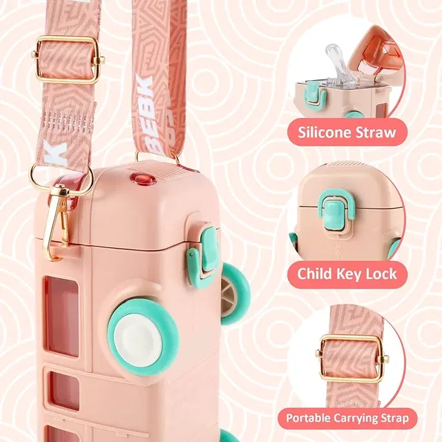 Plastic Bus Shape Sipper Bottle for Kids, Multicolor (1000 ml)