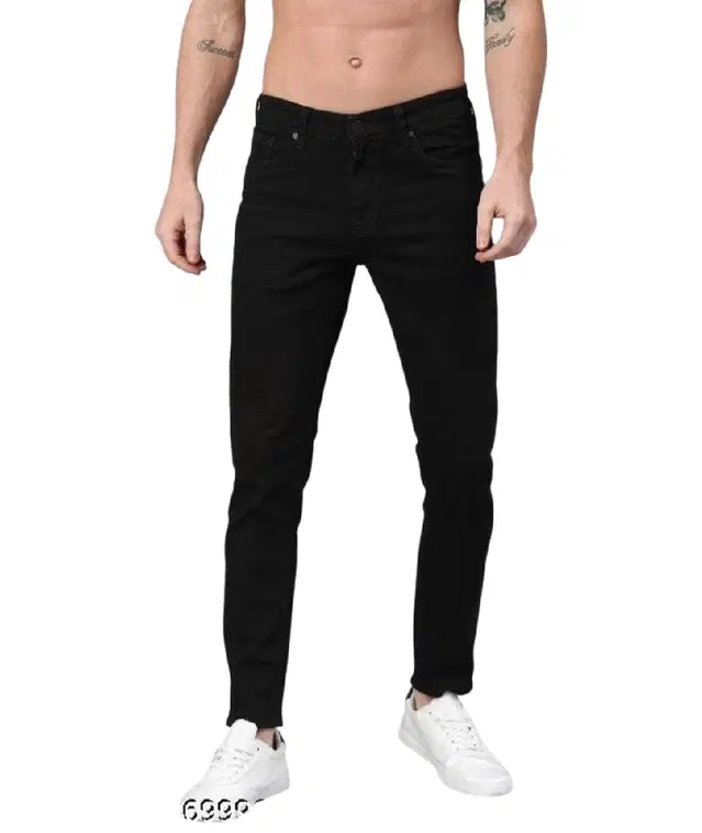 Denim Slim Fit Jeans for Men (Black, 28)