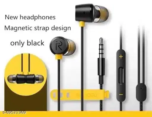 Plastic Realme Buds 101 Wired Earphone Wired Headphones & Earphones, Black, Dv-30