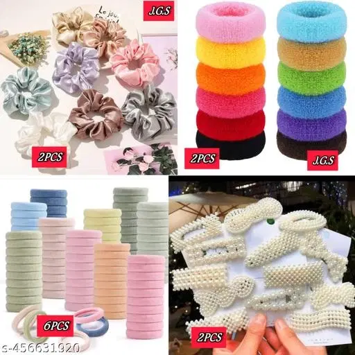 Fabric Hair Accessories Combo for Women, Pack of 12 (Blue)