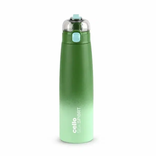 Cello Nova Stainless Steel Sports Bottle, 750 ml, Green | Pack Of 1 | Leak-Proof Cap | Lightweight & Durable