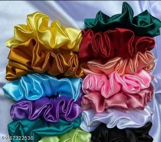 Scrunchies for Women, Pack of 12 (Multicolor)