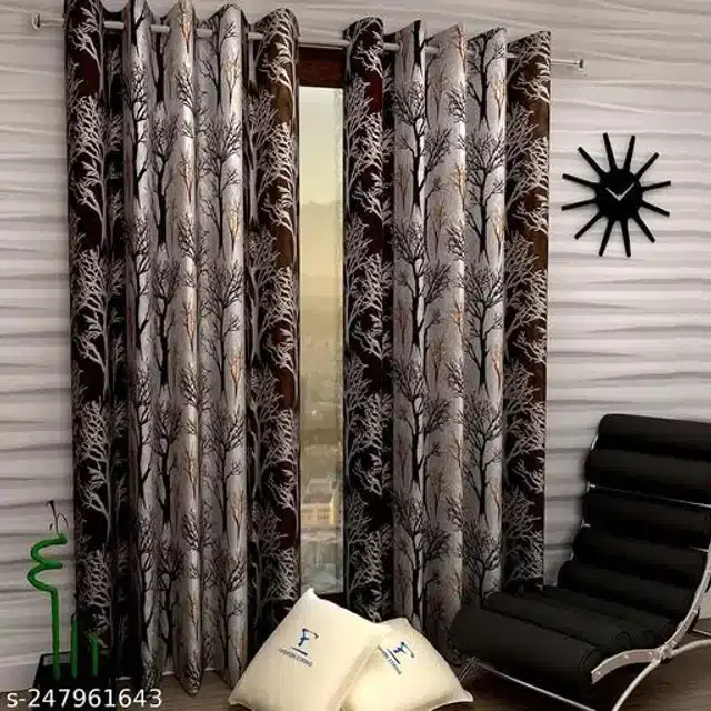 Curtains for Door, Brown, 5 Feet, Pack of 2