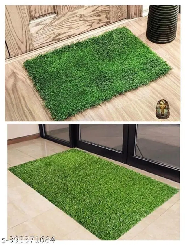 Artificial Grass Doormat, Green, 37x57 cm, Pack of 2