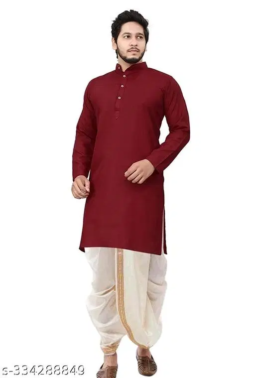 Kurta for Men (Maroon, M)