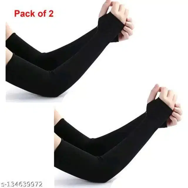Arm Sleeves for Men & Women, Set of 2 (Black)